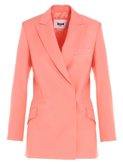 Shop Msgm Double Breasted Blazer In Pink