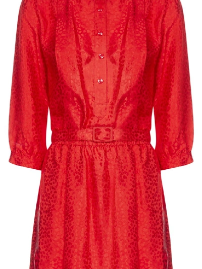 Shop A.p.c. Leopard Printed Shirt Dress In Red