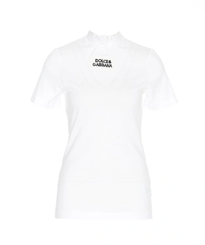 Shop Dolce & Gabbana Lace Collar T In White