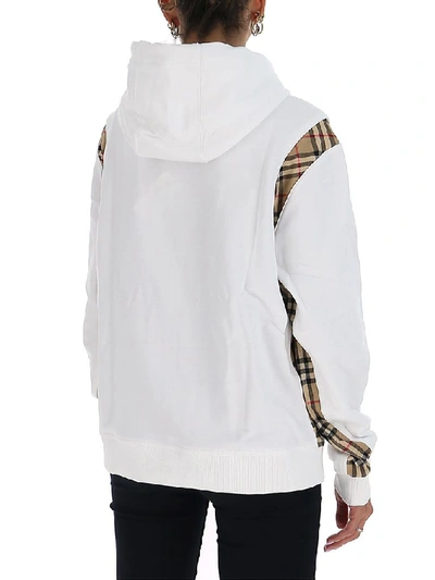 Shop Burberry Vintage Check Panel Oversized Hoodie In White