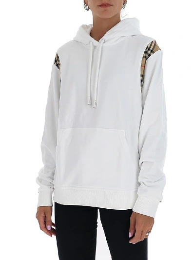 Shop Burberry Vintage Check Panel Oversized Hoodie In White