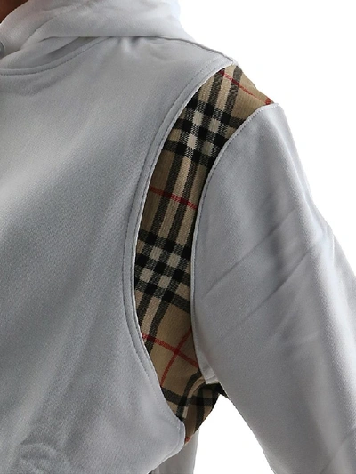 Shop Burberry Vintage Check Panel Oversized Hoodie In White