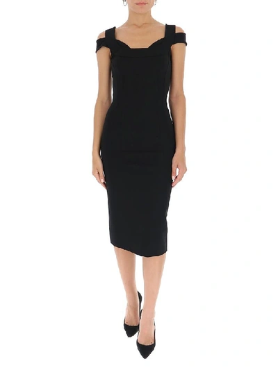 Shop Dolce & Gabbana Bodycon Midi Dress In Black