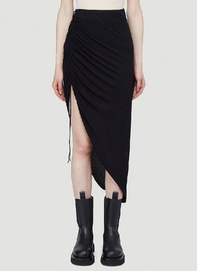 Shop Helmut Lang Drawstring Skirt In Black