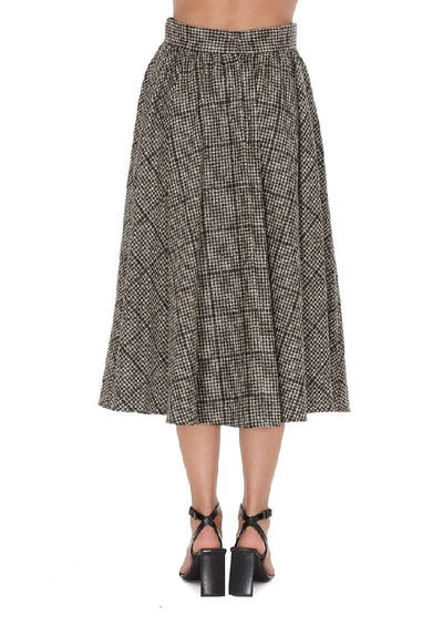 Shop Dolce & Gabbana Checked Flared Skirt In Grey