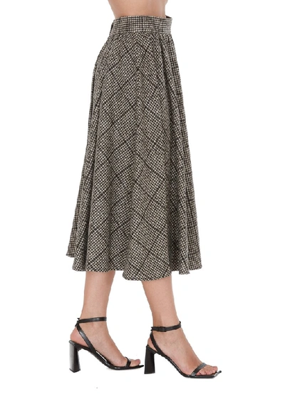 Shop Dolce & Gabbana Checked Flared Skirt In Grey