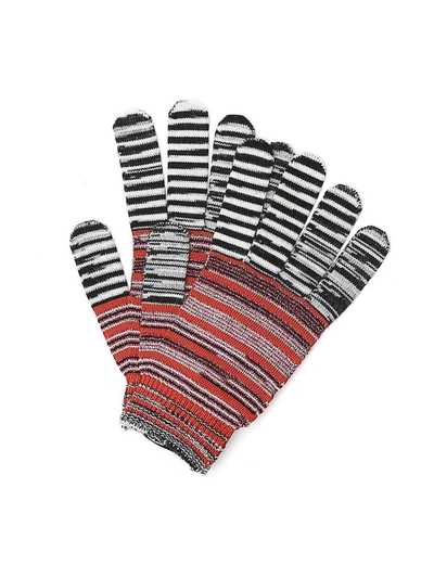 Shop Missoni Striped Knitted Gloves In Multi