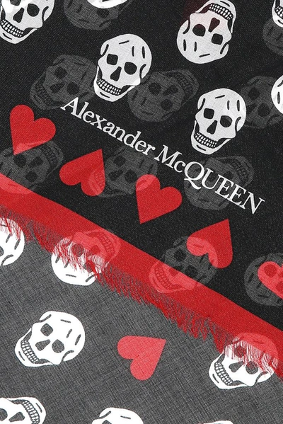 Shop Alexander Mcqueen Skull Heart Print Scarf In Multi