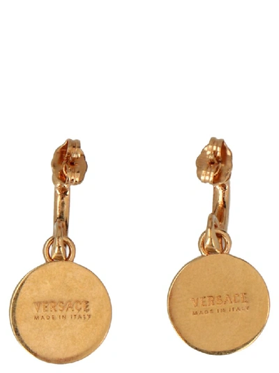 Shop Versace Medusa Logo Drop Earrings In Gold