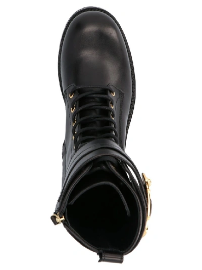 Shop Versace Safety Pin Combat Boots In Black
