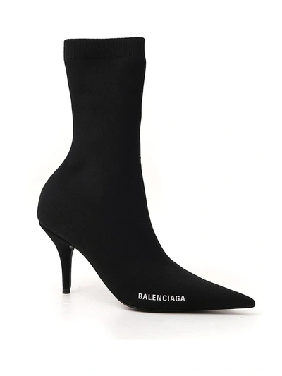 Shop Balenciaga Logo Sock Boots In Black