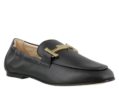 Shop Tod's Double T Loafers In Black