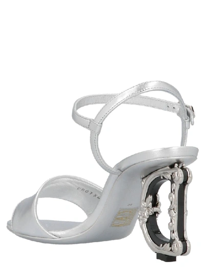 Shop Dolce & Gabbana Monogram Heel Sandals In Silver