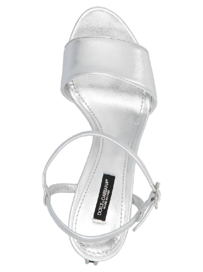 Shop Dolce & Gabbana Monogram Heel Sandals In Silver