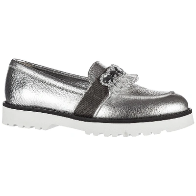 Shop Hogan H259 Loafers In Silver