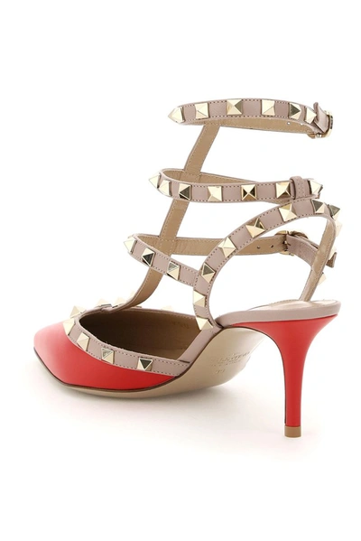 Shop Valentino Garavani Rockstud Caged Pumps In Red