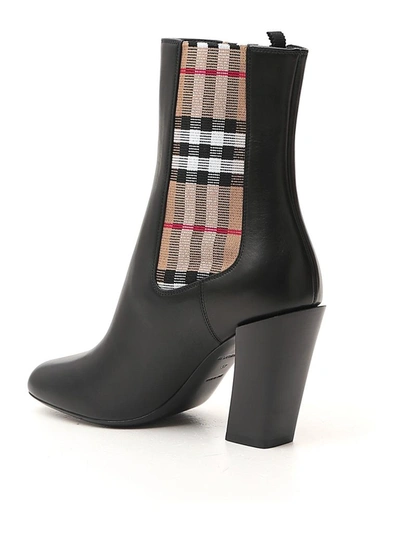 Shop Burberry Vintage Check Detail Ankle Boots In Black