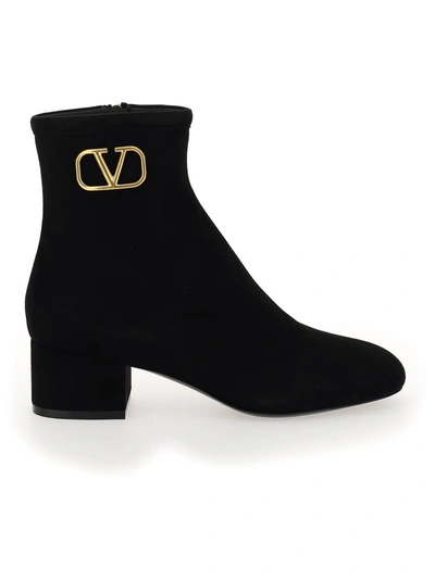 Shop Valentino Vlogo Ankle Boots In Black