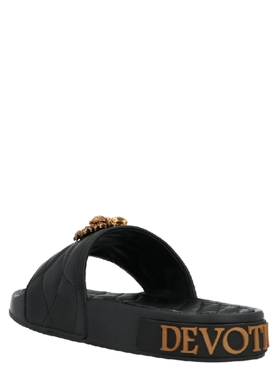 Shop Dolce & Gabbana Devotion Slides In Black