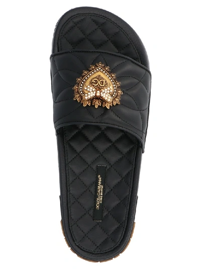 Shop Dolce & Gabbana Devotion Slides In Black