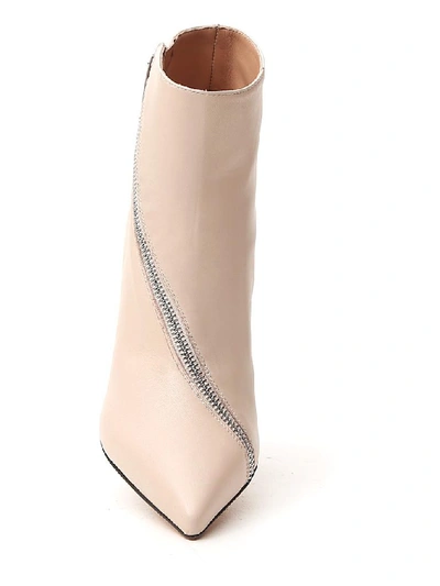 Shop Sergio Rossi Zip Detail Ankle Boots In Beige