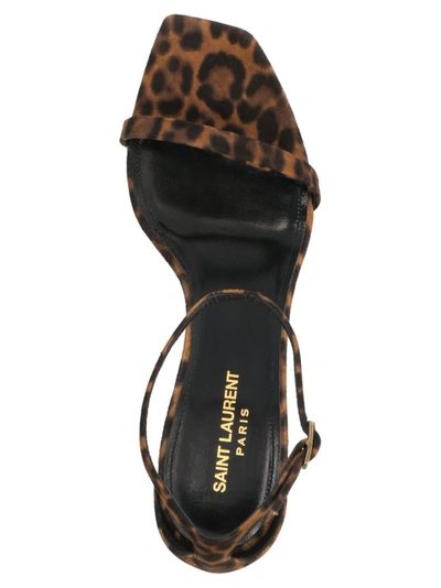 Shop Saint Laurent Lexi Leopard Print Sandals In Brown