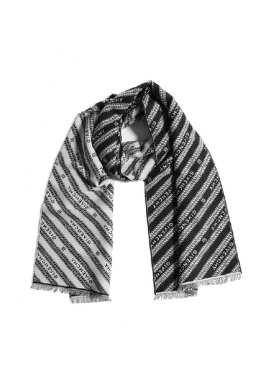 Shop Givenchy Chain Logo Jacquard Scarf In Black