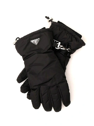 Shop Prada Triangle Logo Gloves In Black