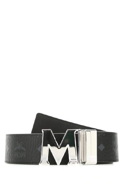 Shop Mcm Visetos Logo Buckle Belt In Black