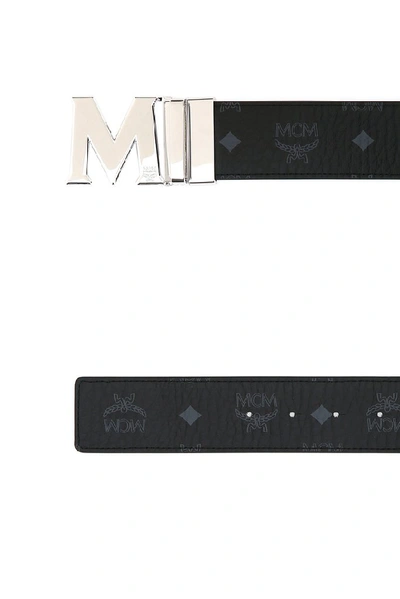 Shop Mcm Visetos Logo Buckle Belt In Black