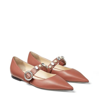 Shop Jimmy Choo Gela Flat In Dark Blush Mix