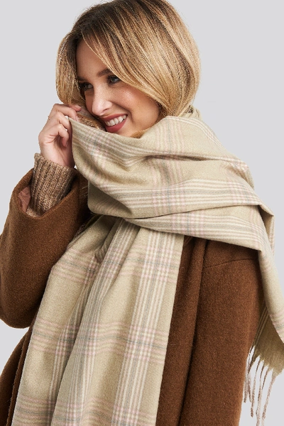 Shop Na-kd Big Checked Soft Scarf Multicolor In Dusty Light Beige
