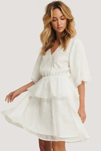 Shop Na-kd Flower Structured Overlap Dress - White