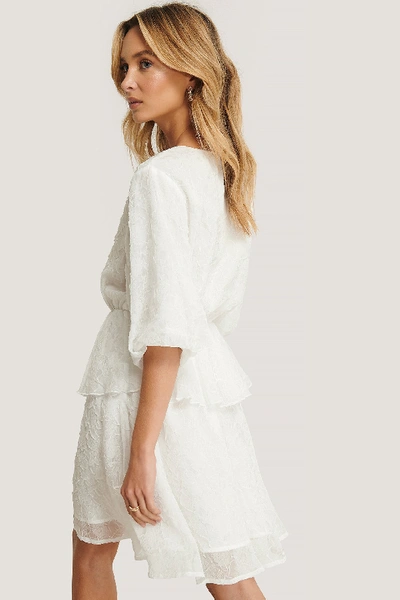 Shop Na-kd Flower Structured Overlap Dress - White