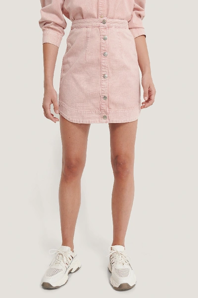 Shop Annais X Na-kd Front Button Denim Skirt - Pink