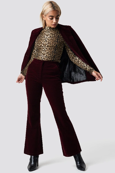 Shop Na-kd Velvet Trousers - Red In Burgundy