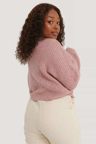 Shop Na-kd Reborn Oversized Cropped Cardigan - Pink In Dusty Pink