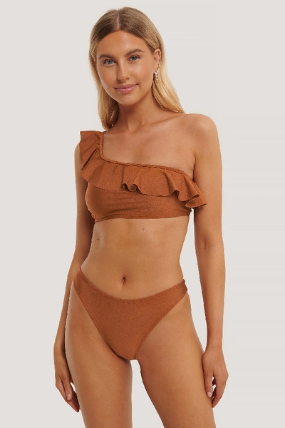 Shop Na-kd High Cut Bikini Panty Brown In Bronze