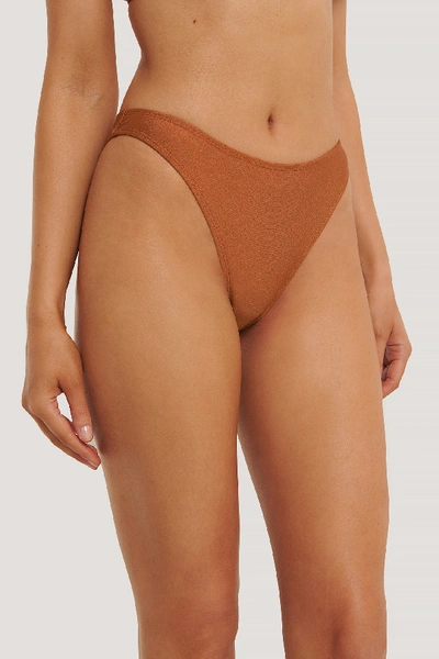 Shop Na-kd High Cut Bikini Panty Brown In Bronze