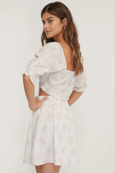 Shop Kae Sutherland X Na-kd High Waist Mini Skirt - Offwhite In Lilac Flower