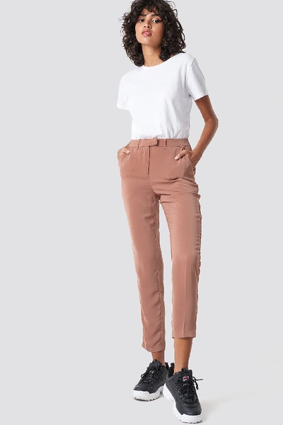 Shop Na-kd Shiny Suit Pants - Pink In Dusty Dark Pink
