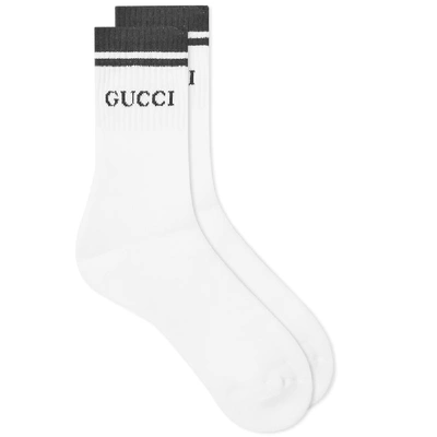 Shop Gucci Logo Sports Sock In White