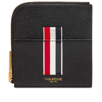 Shop Thom Browne Half Zip Grosgrain Wallet In Black