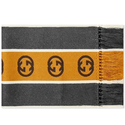 Shop Gucci Large Wool Gg Scarf In Brown