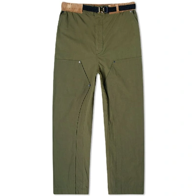 Shop Sacai Cotton Oxford Pant In Green
