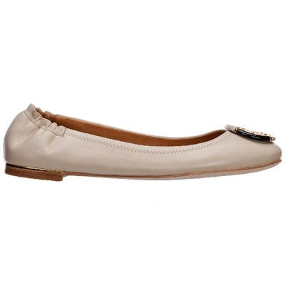 Shop Tory Burch Women's Leather Ballet Flats Ballerinas  Minnie In White