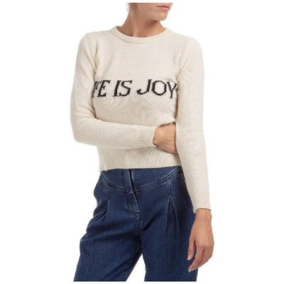 Shop Alberta Ferretti Women's Jumper Sweater Crew Neck Round Life Is Joy Capsule Collection In Beige