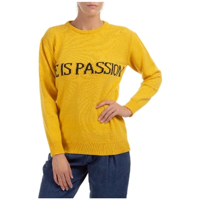 Shop Alberta Ferretti Women's Jumper Sweater Crew Neck Round Life Is Passion Capsule Collection In Yellow