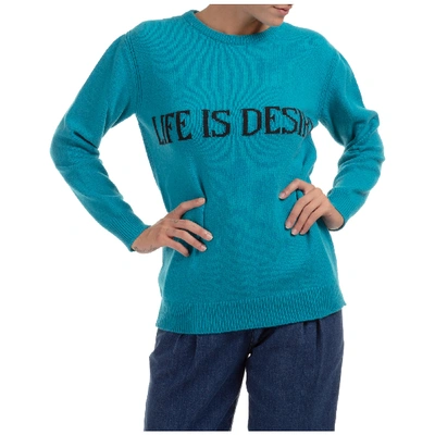 Shop Alberta Ferretti Women's Jumper Sweater Crew Neck Round Life Is Desire Capsule Collection In Light Blue