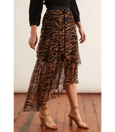Shop Zimmermann Wavelength Tiered Skirt In Sumatran Stripe In Animal Print
